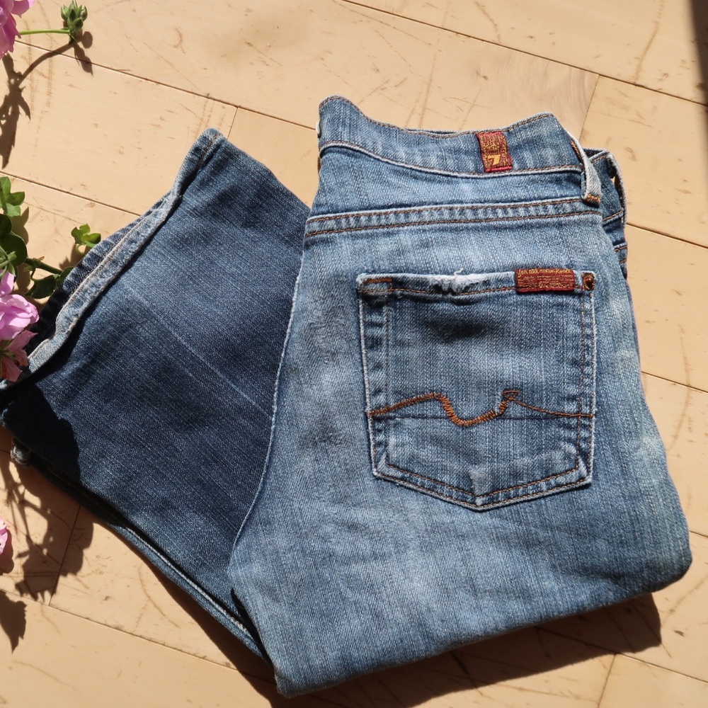 7 For All Mankind Bootcut Light-Wash Blue Jeans 26